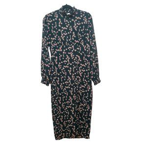 Nasty Gal Floral High Neck Slit Midi Dress Size 4